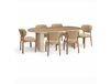 Table ovale effet bois 220cm et 6 chaises en tissu beige