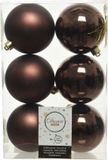 Decoris Kerstballen - 6x st - donkerbruin - D8 cm - kunststof - mat/glans - kerstversiering
