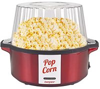 Beper P101CUD050 Popcornmachine, 700 W, antiaanbaklaag, koken met boter/olie, draaibare schep van staal, deksel verandert in een schaal, lepel inbegrepen, rood