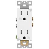 ENERLITES Decorator-contactdoos, Sabotage-weerbestendig, glanzende afwerking, buitenuitlaat van residentiële kwaliteit, 15A 125V, zelfaarding, 2-polig, 3-draads, 5-15R, UL-vermeld, 61501-TWR-W, wit