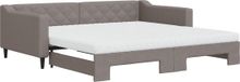 vidaXL Slaapbank met onderschuifbed en matrassen 100x200 cm stof taupe