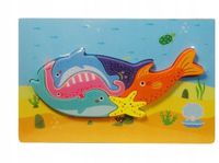 Bigso AB Puzzel en bois Animaux marins pour enfants - Forme de baleine