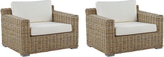 Beliani ARDEA Tuinstoel Set van 2 - Rotan - Beige