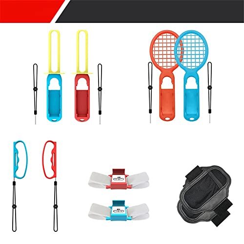 n/a [10 in 1] Sportspelaccessoires voor Nintendo Switch, rackets, hekgrepen, handriem, enz. Combo Pack Somatosensorische Game Accessoires voor Switch NS