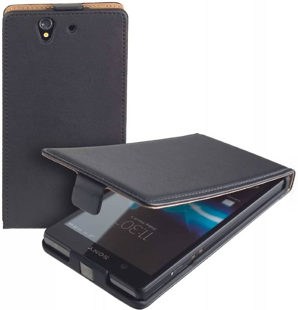 LELYCASE Zwart Eco Leather Flip case Sony Xperia Z hoesje