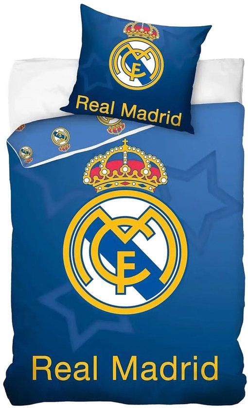 HOME-TEX Real Madrid C.F. Dekbedovertrek - Eenpersoons - 140x200 cm - Blue