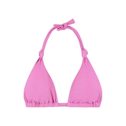 Beachlife voorgevormde triangel bikinitop met lurex roze