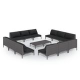 vidaXL 8-delige Loungeset met kussens, polyrattan, donkergrijs