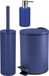 Spirella Set d'accessoires de salle de bain - Brosse WC/poubelle à pédale/distributeur de savon - métal/céramique - bleu foncé