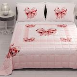 PETTI Artigiani Italiani - Zomersprei voor tweepersoonsbed, 260 x 270 cm, 100 g/m², omkeerbaar, voor tweepersoonsbed, lente, licht dekbed, roze strik, 100% Made in Italy