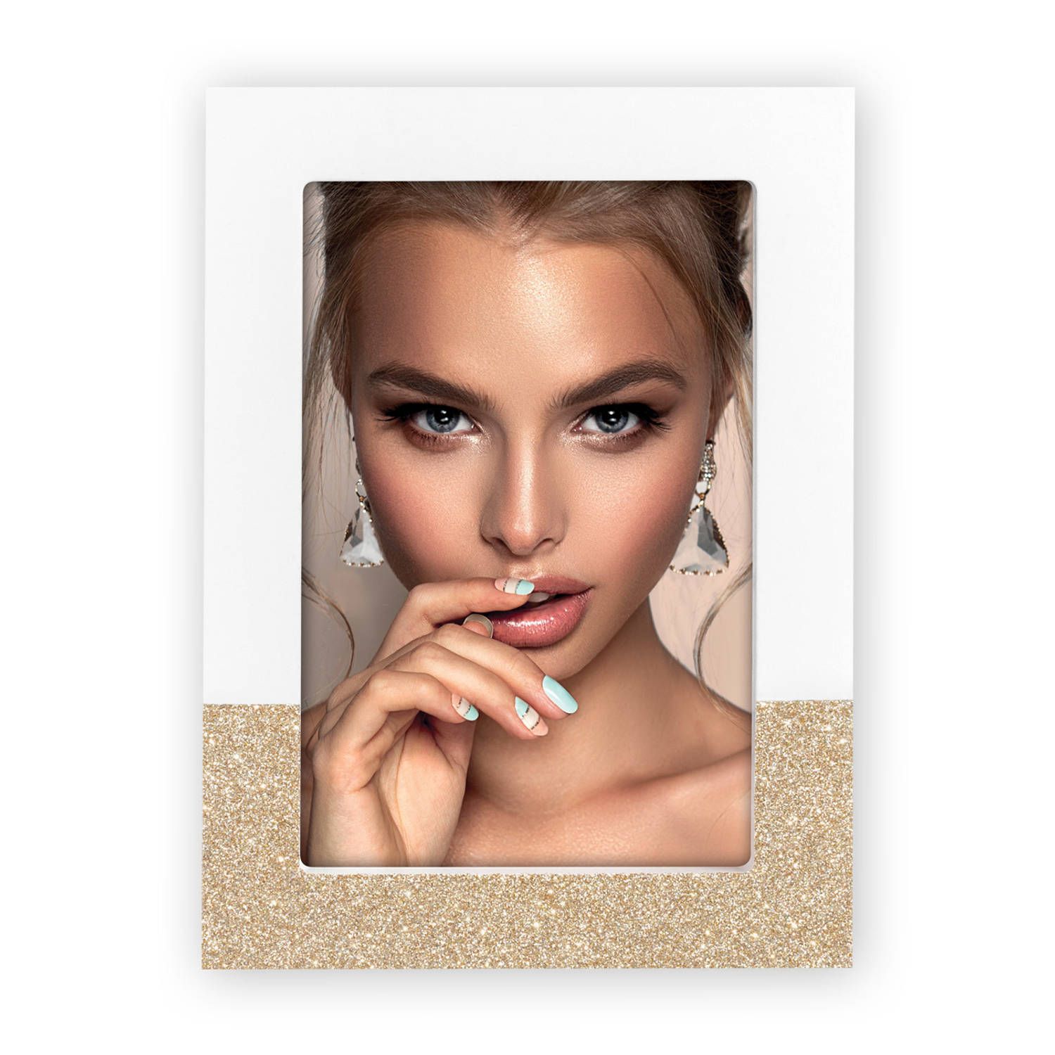 Zep Houten fotolijst wit met gouden glitters 13 x 18 cm