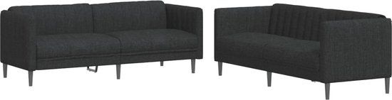 vidaXL 2-delige Loungeset stof zwart
