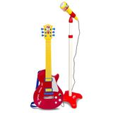 Bontempi Spa Rock Gitaar - Speelgoedinstrument - Met staande microfoon - Rood
