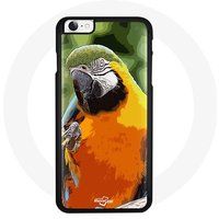 Maniacase Hoesje voor iPhone 6 Papegaai oranje hemelsblauw groen geel zon snavel wolk zacht pastel vogel