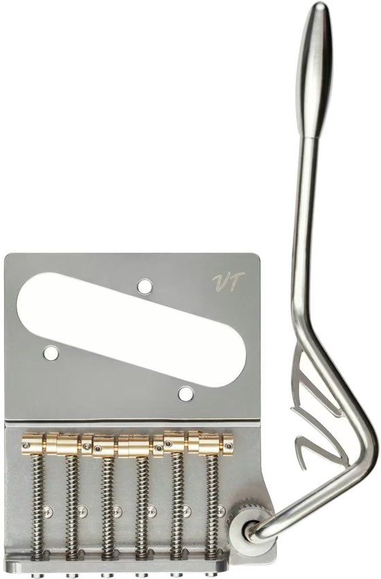 VegaTrem VT2ND Teletrem Classic No Drill Stainless Steel brug voor elektrische gitaar met VegaTrem logo