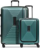 Redolz Essentials 14 4-wiel kofferset 2 stuks laptopvak met rekbare vouw - Harde bagage - TSA slot - pearl-green metallic