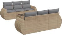 vidaXL 7-delige loungeset met kussens, polyrattan, beige