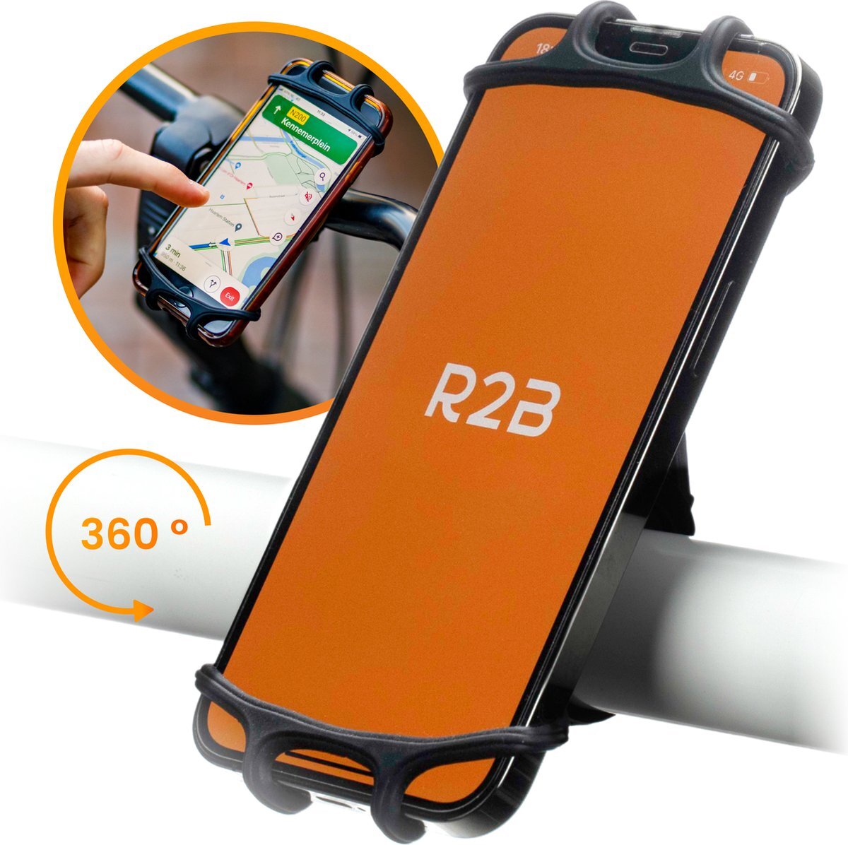 R2B Telefoonhouder fiets met 360 graden rotatie - Gsm houder - Accessoires - Model "Rotterdam"