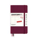 LEUCHTTURM1917 367673 weekkalender Pocket (A6) 2024, softcover, rood (Poort-rood, Duits, 12 maanden