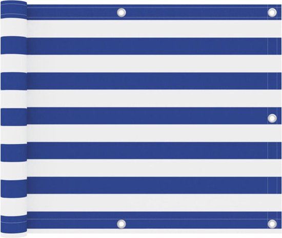 vidaXL Balkonscherm - 75x500 cm - Oxford stof - Wit en blauw