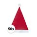 Merkloos / Sans marque Kerstmuts 50x Rode Voordelige Kerstmuts voor Volwassenen