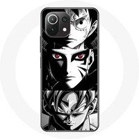 Maniacase Hoesje voor Xiaomi Mi 11 Lite Sangoku Naruto Luffy uit één stuk Dragon Ball Z zwart-witte achtergrond anime manga