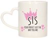 Bellatio Decorations Cadeau koffie/thee mok voor zus - kroon/hartjes - roze - 300 ml