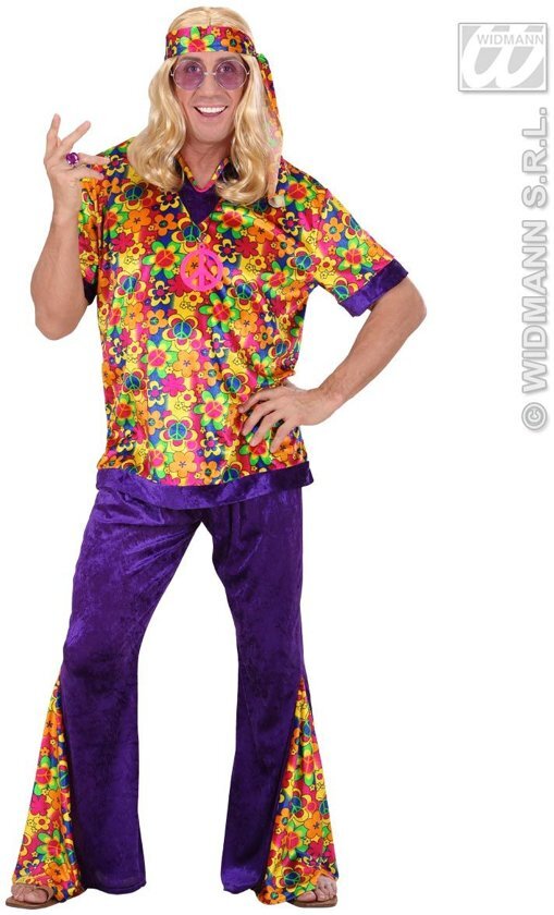 Widmann Hippie Kostuum Hippie Dude Fluweel Mr Dude Kostuum Man Small Carnaval kostuum Verkleedkleding