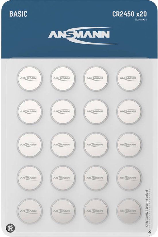 Ansmann Knoopcel CR2450 - 20 stuks - 3V - 600 mAh - Lithium