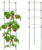 Relaxdays Plantensteun - Set van 2 - Metaal - Kunststof - 4 Ringen - 91 x 28 cm - Groen