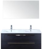 BES LED Seville Badmeubelset 120 cm - 2 Laden Black Oak - Wastafel Enjoy Dubbel met Spiegel