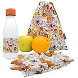 Nerthus FIH 1013 roestvrij stalen fles set broodtas en rugzak kinderen leeuwen school