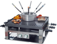 Solis Combi Grill 3 in 1 Raclette Gourmetstel - 8 Personen - Zilver/Zwart