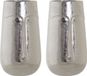 Item International Set van 2x stuks bloemenvaas zilver van aluminium met gezicht 16 x 6 x 28 cm