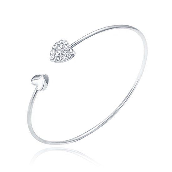 LGT JWLS Bangle Armband met Harten - Zilveren Coating