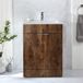 Hudson Reed Cluo Meuble lavabo – 60 cm – Chêne foncé – Avec lavabo – Poignées invisibles chromées – Design moderne