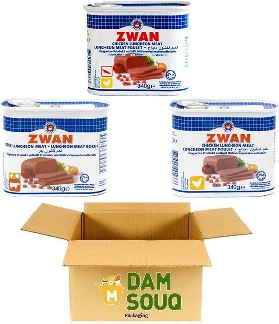 Mixpakket Zwan Ingeblikt Kip en Kip Pittig en Rund (3x 340Gr) (Halal)
