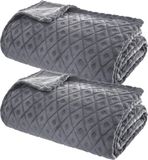 Atmosphera Plaid/bankdeken Monnet - 2x - betongrijs - 180 x 230 cm