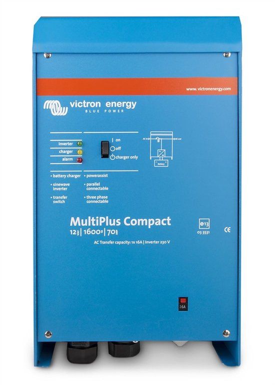 Victron Multiplus Compact 12/1200-50 Omvormer en acculader - Geschikt voor auto, boot en caravan