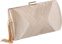 Pochette à bijoux en satin champagne avec clip broche