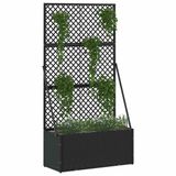 vidaXL - Plantenbak met latwerk - Zwart - 70 x 30 x 135 cm - Metaal