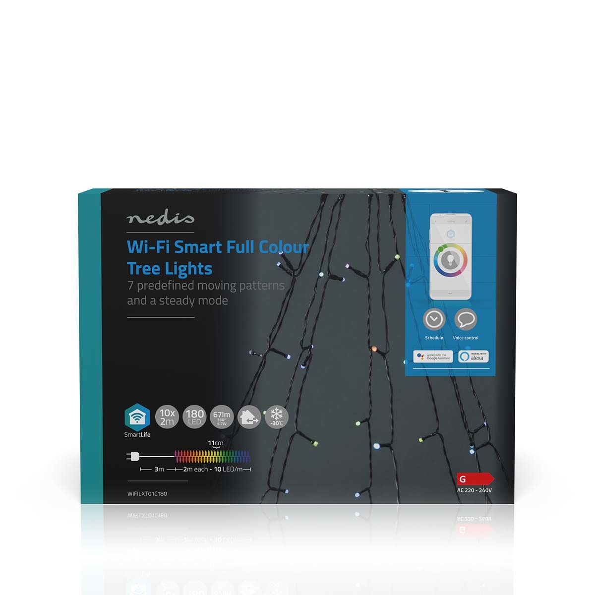 Nedis SmartLife Kerstverlichting - Boom - Wi-Fi - RGB - 180 LED's - 10 x 2 m - Buiten