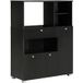 Meuble de rangement pour micro-ondes avec 2 portes, 4 niches et tiroir coulissant, dimensions 90x40x120 cm, en bois couleur noir