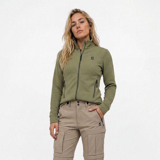 Poederbaas Outdoor Vest Dames - Waffle Jacket - Lichtgewicht & Ademend - Wandelvest & outdoor activiteiten - Olive Green - Maat XL