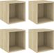 vidaXL Wandkasten 4 stuks 37x37x37 cm Bewerkt Hout Sonoma Eikenkleurig