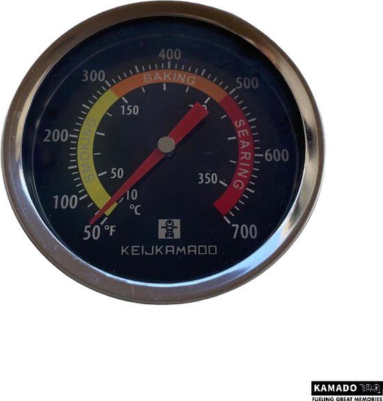 Keij Kamado Analoge Dome Thermometer - Zwart - Barbecuetheromter