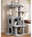 Arbre à chat - Stable - 127 cm - Gris clair - Avec poteau griffoir