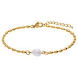 Lucardi - Dames Stainless steel goldplated armband parel - Armband - Staal - Goudkleurig - 19 cm