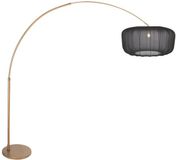 Steinhauer Booglamp Vela Lino 4674BR brons met zwarte textiel kap Ø60 cm