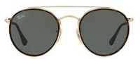 Ray-Ban RB 3647 N 001 Round Double Bridge zonnebril Goud Groen Klassiek G 15 51 mm